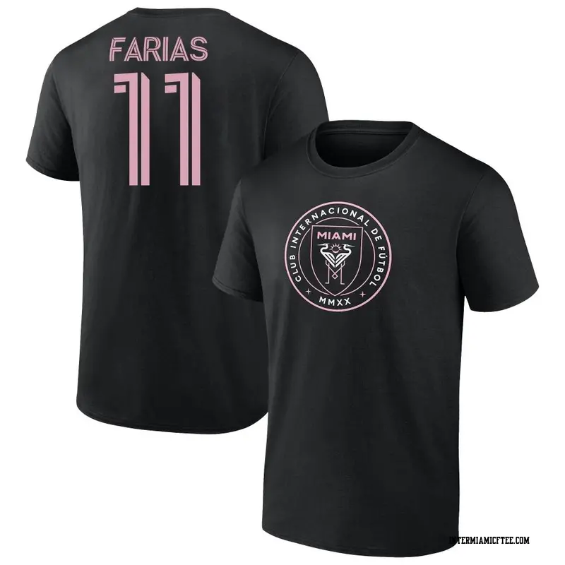 Men's Inter Miami CF ＃11 Facundo Farías Black Name & Number T-Shirt