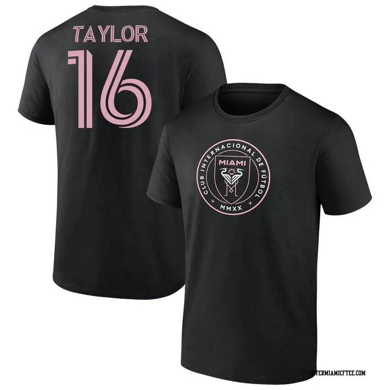 Men's Inter Miami CF ＃16 Robert Taylor Black Name & Number T-Shirt