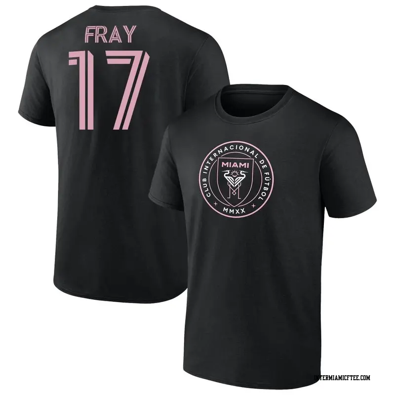 Men's Inter Miami CF ＃17 Ian Fray Black Name & Number T-Shirt