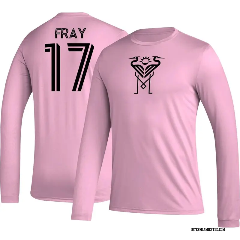 Men's Inter Miami CF ＃17 Ian Fray Pink AEROREADY Name & Number Long Sleeve T-Shirt