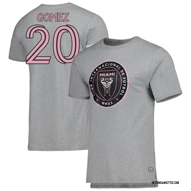 Men's Inter Miami CF ＃20 Diego Gómez Gray Name & Number T-Shirt