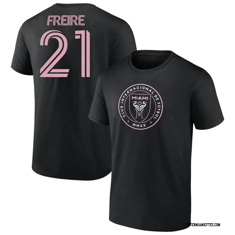 Men's Inter Miami CF ＃21 Nicolás Freire Black Name & Number T-Shirt