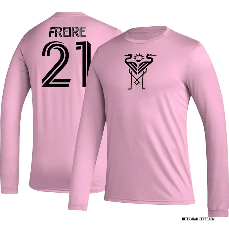 Men's Inter Miami CF ＃21 Nicolás Freire Pink AEROREADY Name & Number Long Sleeve T-Shirt