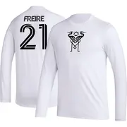 Men's Inter Miami CF ＃21 Nicolás Freire White AEROREADY Name & Number Long Sleeve T-Shirt