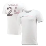 Men's Inter Miami CF ＃24 Julian Gressel White Split Hem Name & Number T-Shirt