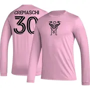 Men's Inter Miami CF ＃30 Benjamin Cremaschi Pink AEROREADY Name & Number Long Sleeve T-Shirt