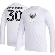 Men's Inter Miami CF ＃30 Benjamin Cremaschi White AEROREADY Name & Number Long Sleeve T-Shirt