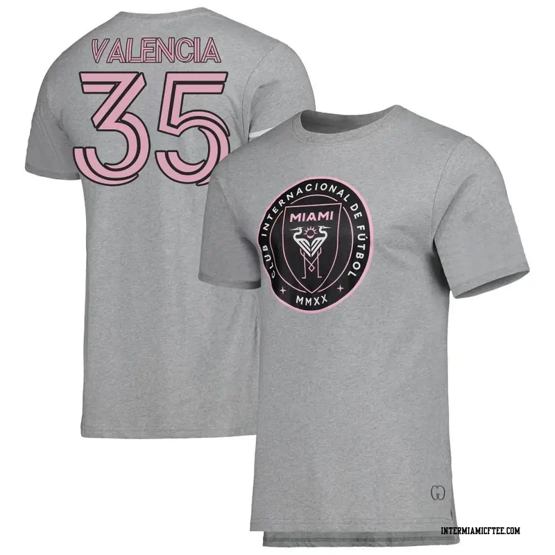 Men's Inter Miami CF ＃35 Felipe Valencia Gray Name & Number T-Shirt
