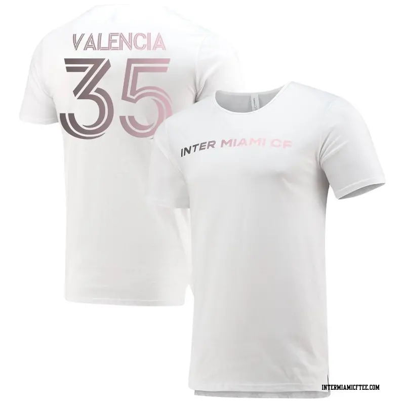 Men's Inter Miami CF ＃35 Felipe Valencia White Split Hem Name & Number T-Shirt
