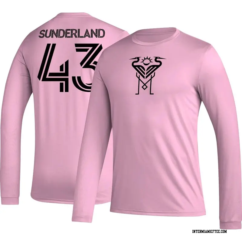Men's Inter Miami CF ＃43 Lawson Sunderland Pink AEROREADY Name & Number Long Sleeve T-Shirt