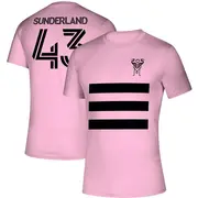 Men's Inter Miami CF ＃43 Lawson Sunderland Pink Three Stripe Life Pitch Name & Number T-Shirt