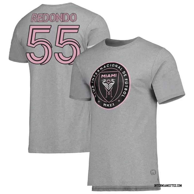 Men's Inter Miami CF ＃55 Federico Redondo Red Federico ondo Gray Name & Number T-Shirt