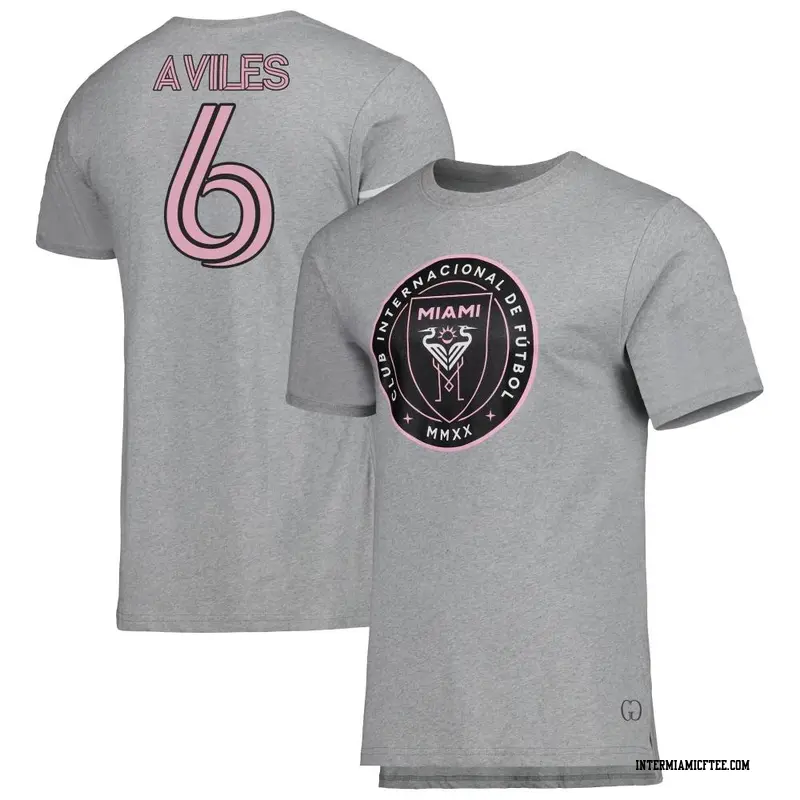 Men's Inter Miami CF ＃6 Tomás Avilés Gray Name & Number T-Shirt