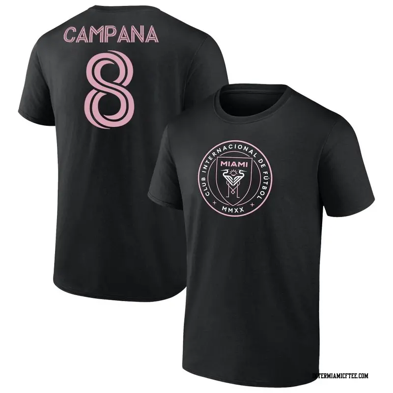 Men's Inter Miami CF ＃8 Leonardo Campana Black Name & Number T-Shirt