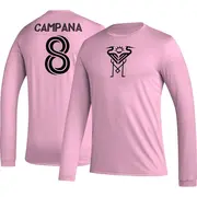 Men's Inter Miami CF ＃8 Leonardo Campana Pink AEROREADY Name & Number Long Sleeve T-Shirt