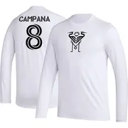 Men's Inter Miami CF ＃8 Leonardo Campana White AEROREADY Name & Number Long Sleeve T-Shirt