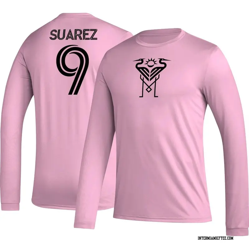Men's Inter Miami CF ＃9 Luis Suárez Pink AEROREADY Name & Number Long Sleeve T-Shirt