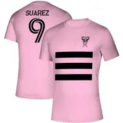 Men's Inter Miami CF ＃9 Luis Suárez Pink Three Stripe Life Pitch Name & Number T-Shirt