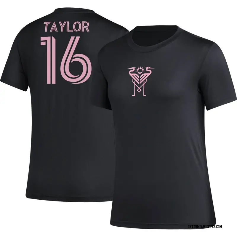 Women's Inter Miami CF ＃16 Robert Taylor Black AEROREADY Name & Number T-Shirt
