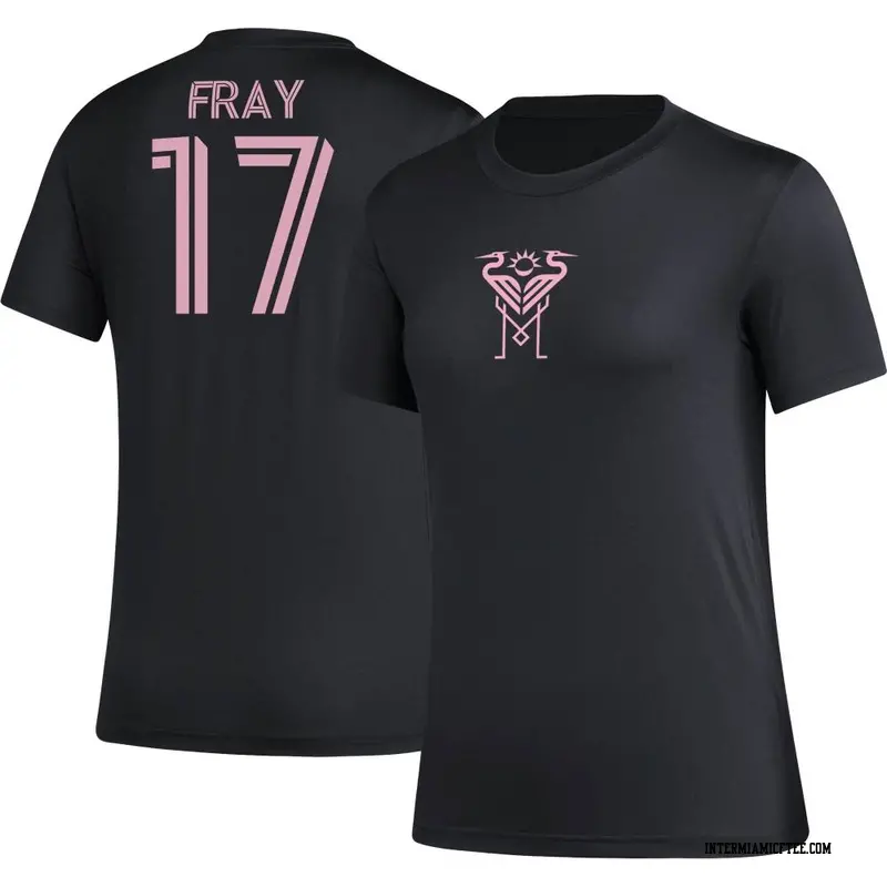 Women's Inter Miami CF ＃17 Ian Fray Black AEROREADY Name & Number T-Shirt