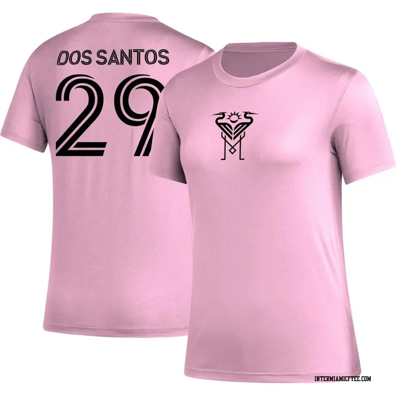Women's Inter Miami CF ＃29 Carlos Dos Santos Pink AEROREADY Name & Number T-Shirt