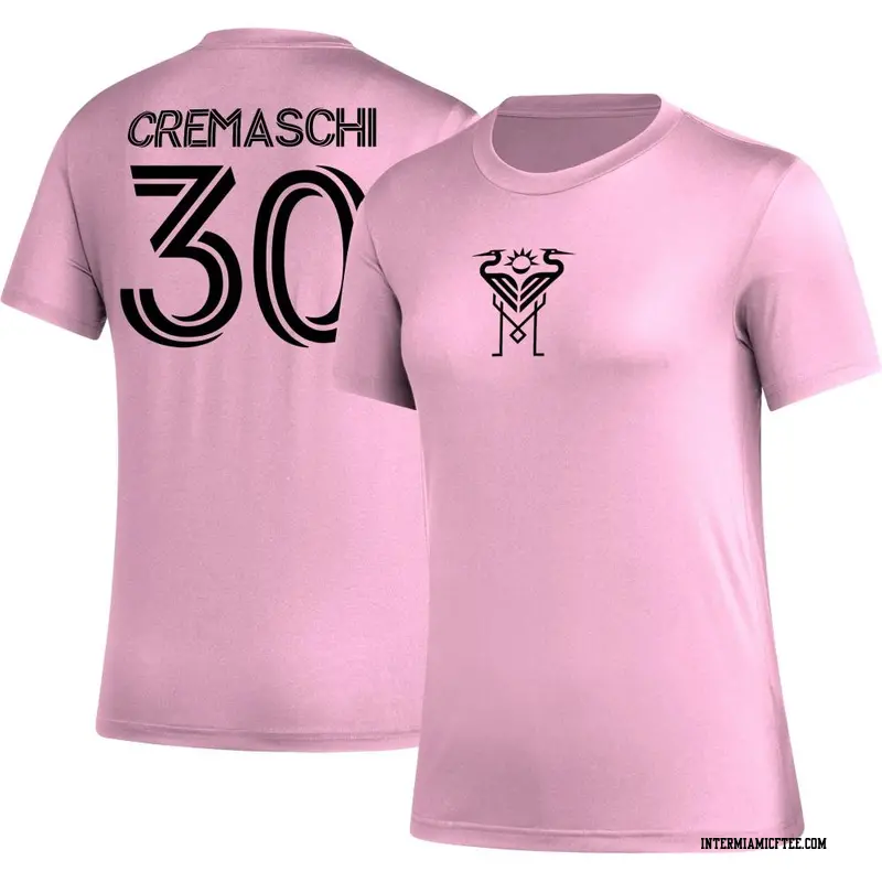 Women's Inter Miami CF ＃30 Benjamin Cremaschi Pink AEROREADY Name & Number T-Shirt