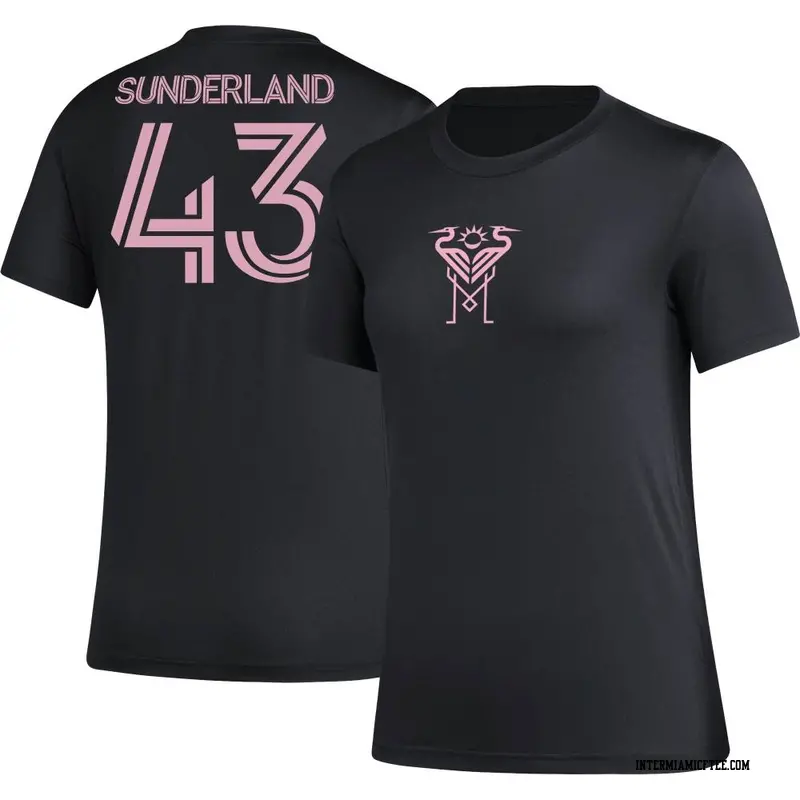 Women's Inter Miami CF ＃43 Lawson Sunderland Black AEROREADY Name & Number T-Shirt