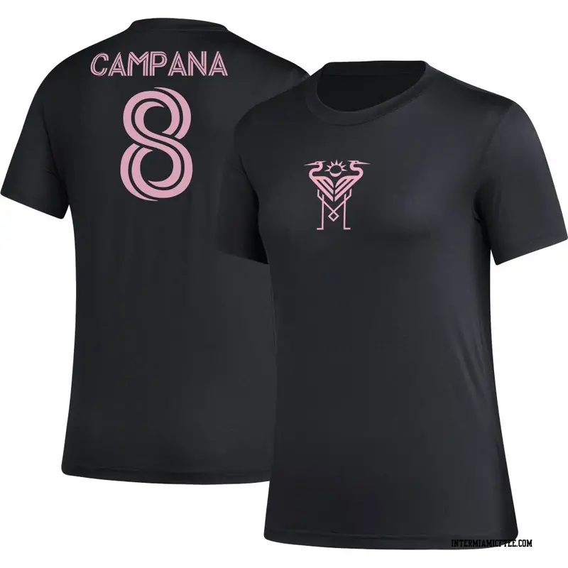 Women's Inter Miami CF ＃8 Leonardo Campana Black AEROREADY Name & Number T-Shirt