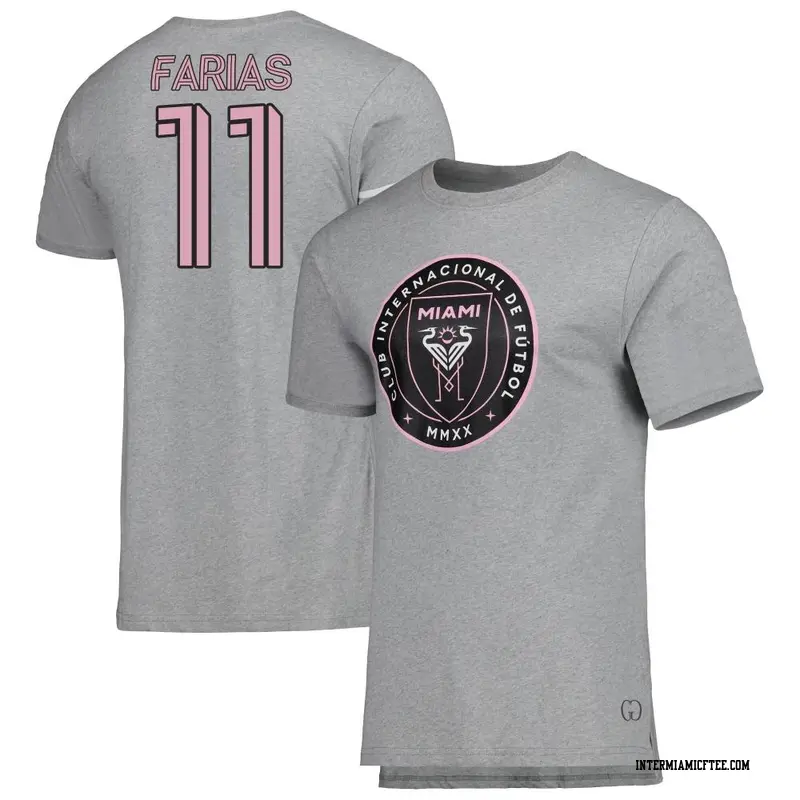 Youth Inter Miami CF ＃11 Facundo Farías Gray Name & Number T-Shirt