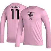 Youth Inter Miami CF ＃11 Facundo Farías Pink AEROREADY Name & Number Long Sleeve T-Shirt