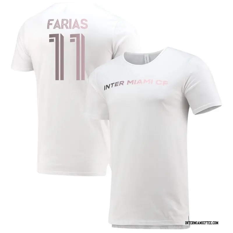 Youth Inter Miami CF ＃11 Facundo Farías White Split Hem Name & Number T-Shirt