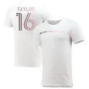 Youth Inter Miami CF ＃16 Robert Taylor White Split Hem Name & Number T-Shirt