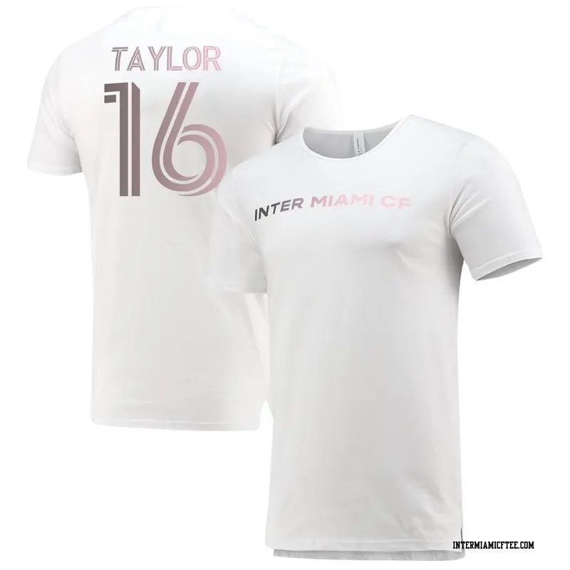 Youth Inter Miami CF ＃16 Robert Taylor White Split Hem Name & Number T-Shirt