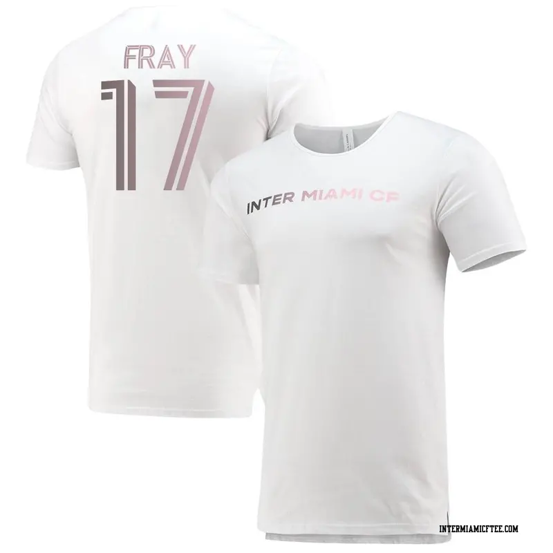 Youth Inter Miami CF ＃17 Ian Fray White Split Hem Name & Number T-Shirt