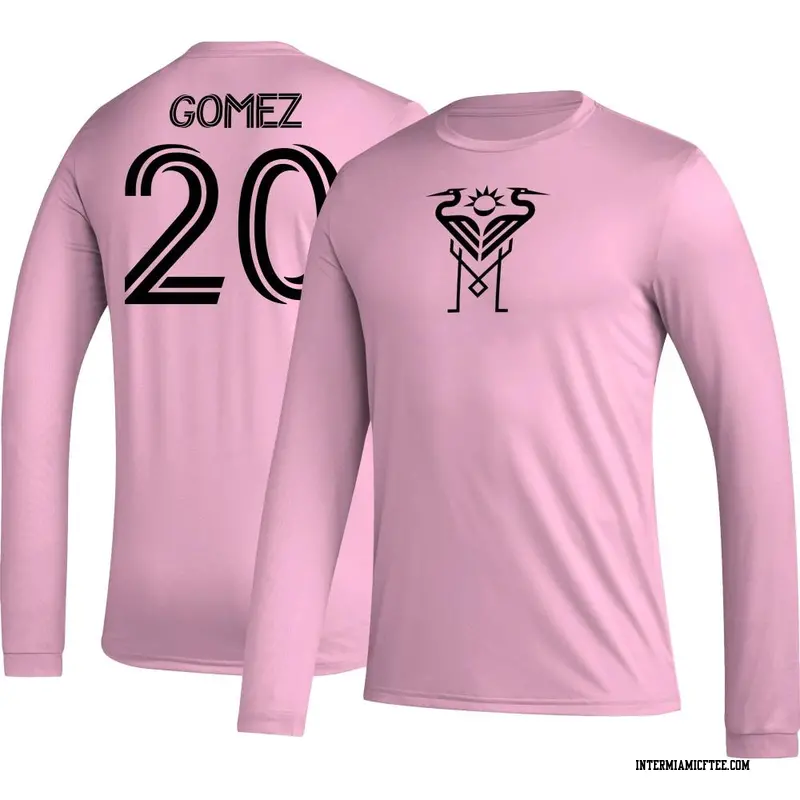 Youth Inter Miami CF ＃20 Diego Gómez Pink AEROREADY Name & Number Long Sleeve T-Shirt