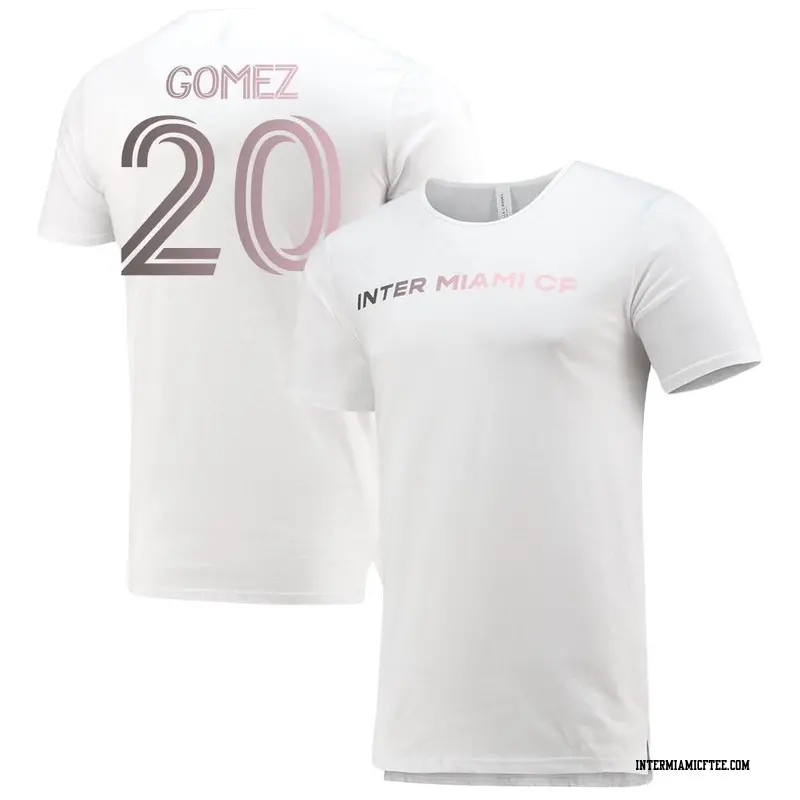 Youth Inter Miami CF ＃20 Diego Gómez White Split Hem Name & Number T-Shirt