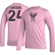 Youth Inter Miami CF ＃24 Julian Gressel Pink AEROREADY Name & Number Long Sleeve T-Shirt