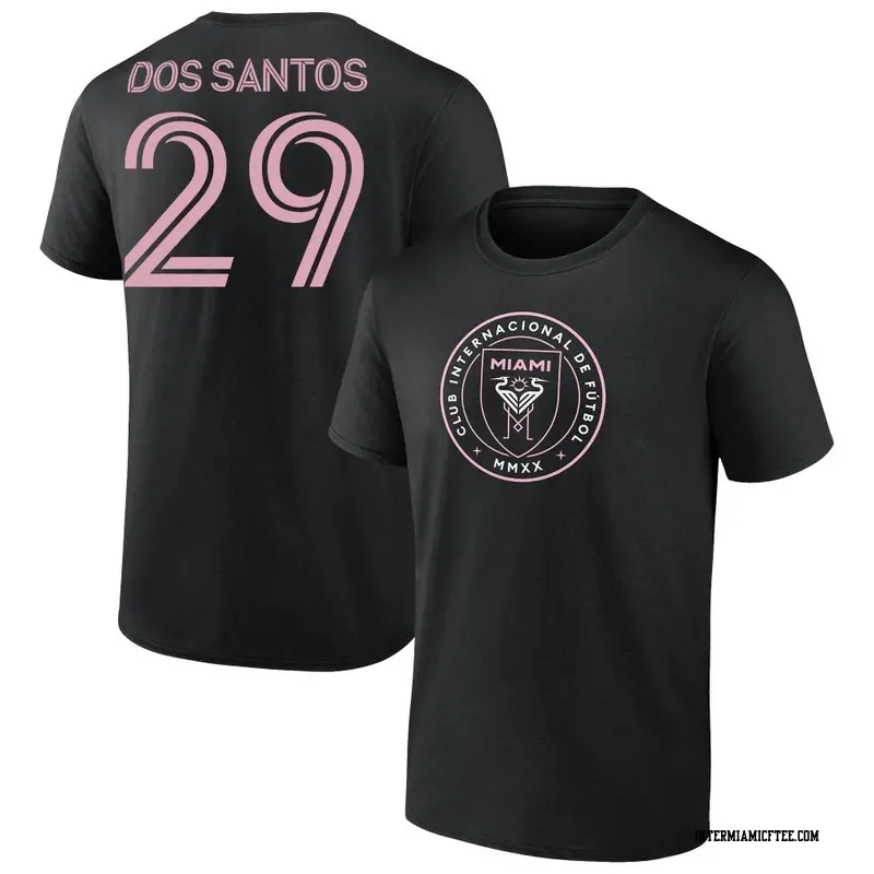 Youth Inter Miami CF ＃29 Carlos Dos Santos Black Name & Number T-Shirt