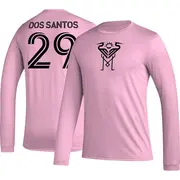 Youth Inter Miami CF ＃29 Carlos Dos Santos Pink AEROREADY Name & Number Long Sleeve T-Shirt