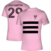Youth Inter Miami CF ＃29 Carlos Dos Santos Pink Three Stripe Life Pitch Name & Number T-Shirt