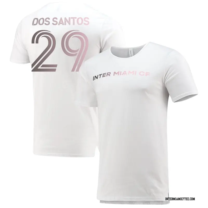 Youth Inter Miami CF ＃29 Carlos Dos Santos White Split Hem Name & Number T-Shirt