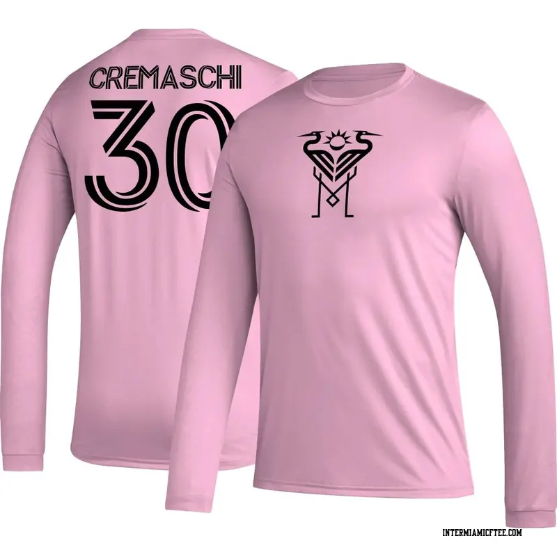 Youth Inter Miami CF ＃30 Benjamin Cremaschi Pink AEROREADY Name & Number Long Sleeve T-Shirt