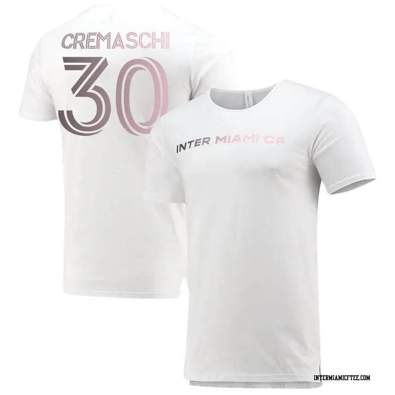 Youth Inter Miami CF ＃30 Benjamin Cremaschi White Split Hem Name & Number T-Shirt