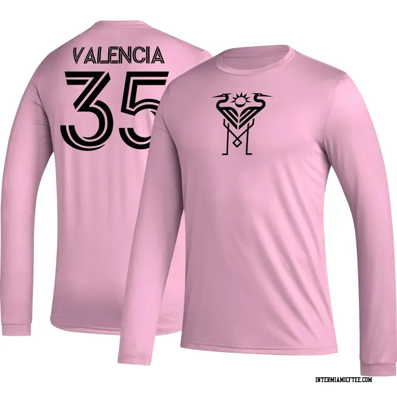 Youth Inter Miami CF ＃35 Felipe Valencia Pink AEROREADY Name & Number Long Sleeve T-Shirt