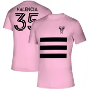 Youth Inter Miami CF ＃35 Felipe Valencia Pink Three Stripe Life Pitch Name & Number T-Shirt