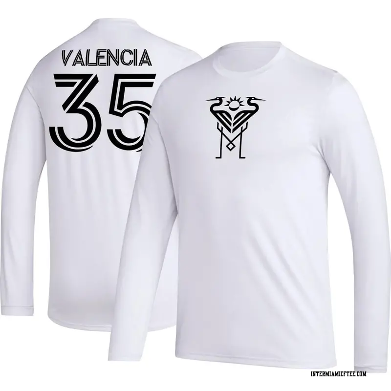 Youth Inter Miami CF ＃35 Felipe Valencia White AEROREADY Name & Number Long Sleeve T-Shirt