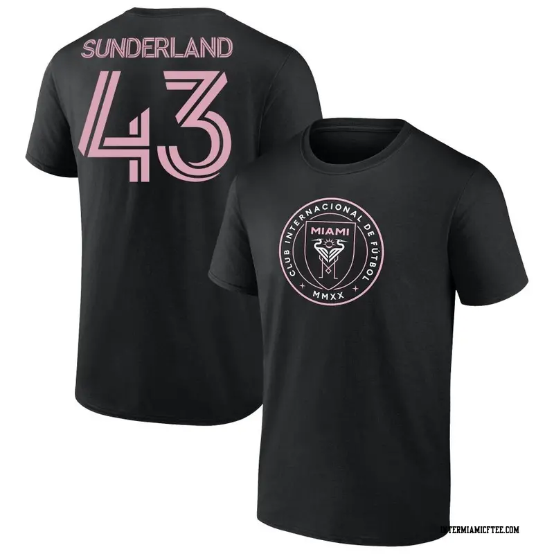 Youth Inter Miami CF ＃43 Lawson Sunderland Black Name & Number T-Shirt