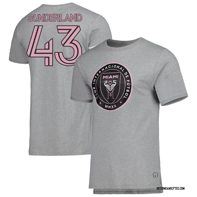 Youth Inter Miami CF ＃43 Lawson Sunderland Gray Name & Number T-Shirt