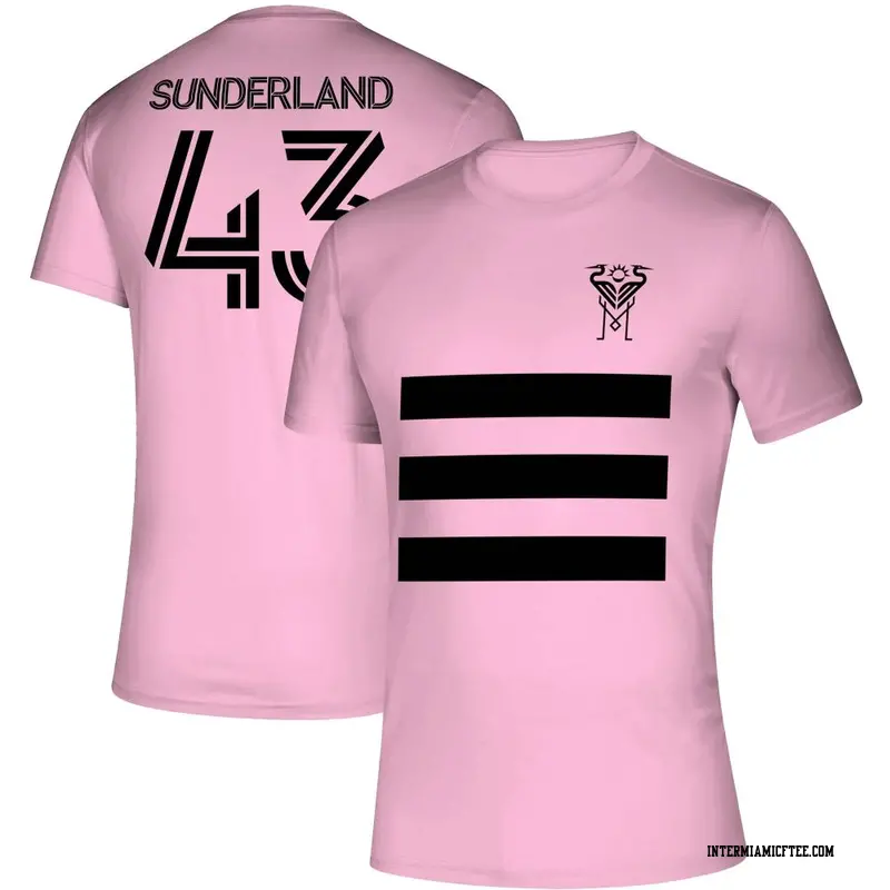 Youth Inter Miami CF ＃43 Lawson Sunderland Pink Three Stripe Life Pitch Name & Number T-Shirt