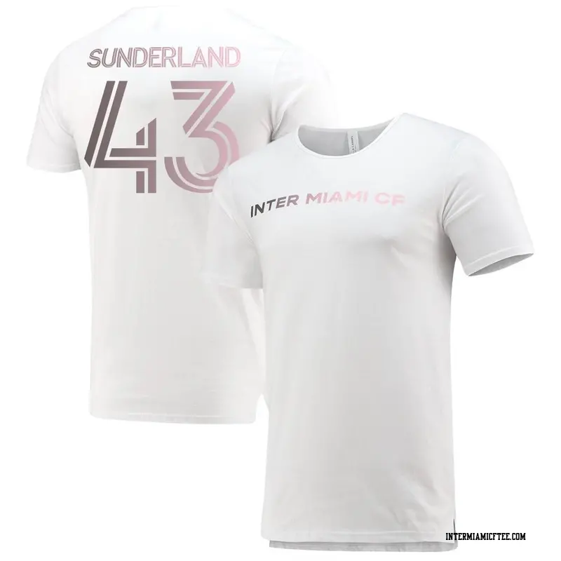 Youth Inter Miami CF ＃43 Lawson Sunderland White Split Hem Name & Number T-Shirt